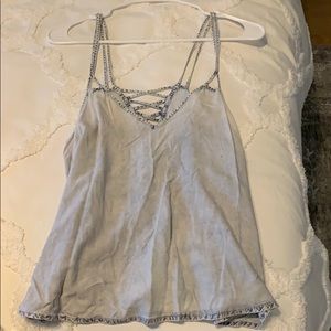Denim print tank top